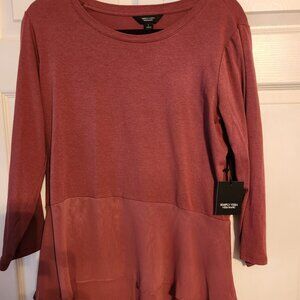 Simply Vera Wang 3/4 Sleeve Chiffon Peplum Tee, Size L